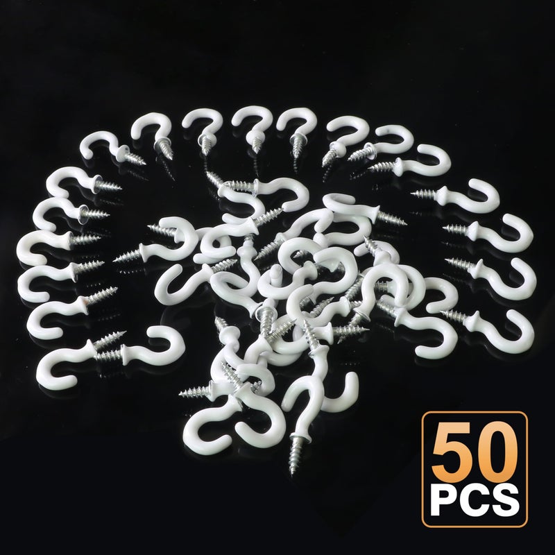 Jamiikury 50 خطاف كأس أبيض 1/2 بوصة خطافات معدنية صغيرة للتعليق على الحرف اليدوية - Image 5